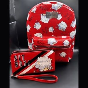 InuYasha Sit boy Mini Backpack & Wallet Bundle Bioworld Anime Loungefly NWT!!